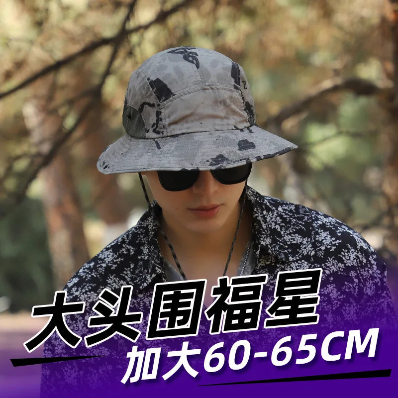 60-65cm Xxl Big Head Hat Men Summer Outdoor Jungle Fisherman Cap Lightweight Sunscreen quick-drying Sun Hats  Hot