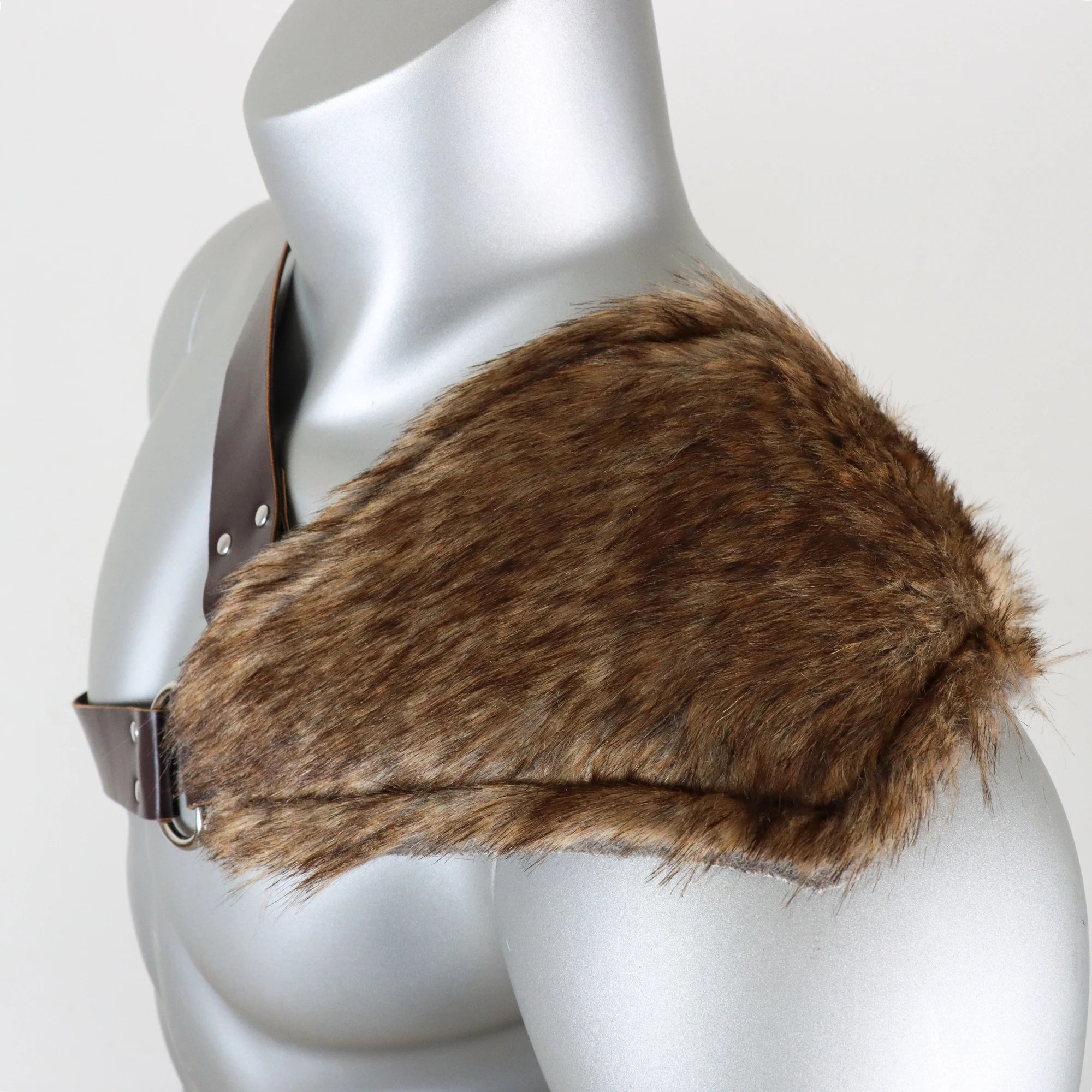 Medieval Viking Belt the Renaissance Knight Accessories with Fur Shoulder Armor Suit PU Leather Role Playing  Accessories