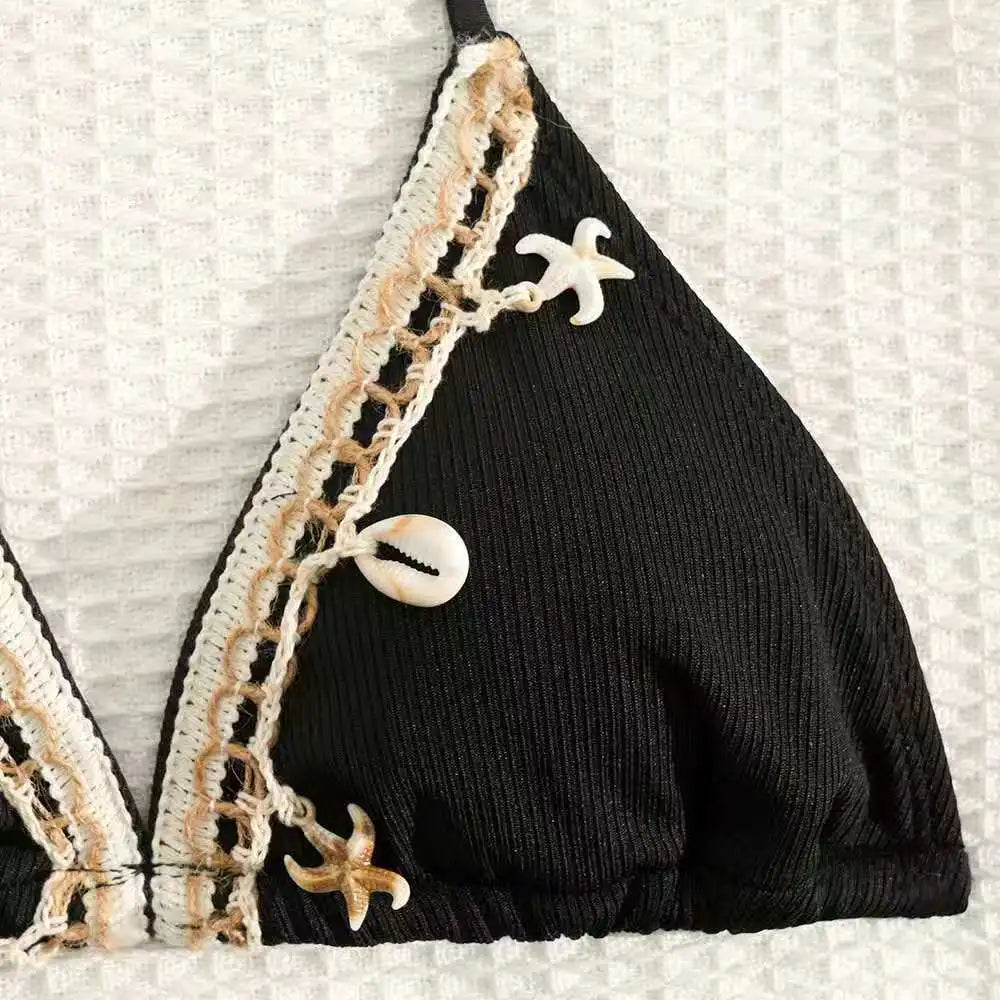 2026 Solid Girls Swimsuit Halter Triangle Bikinis Kids Swimwear Female Children's Bathers Bathing Swimming Swim Suit 8-12Y