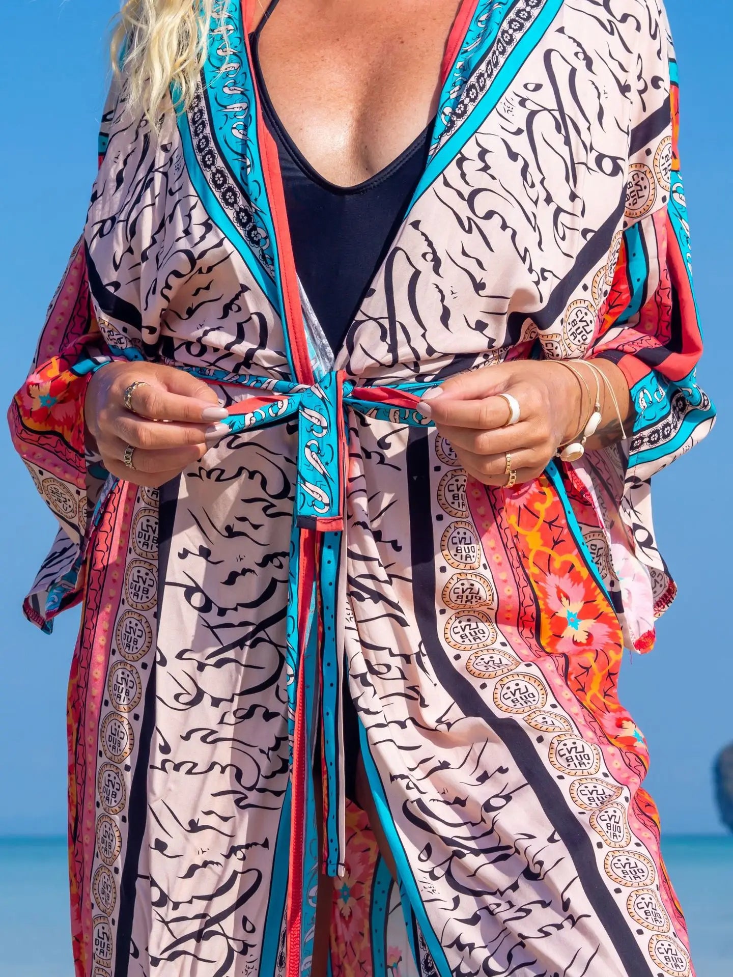 Swimsuit Cover Up Printed Kimono for Sea Boho Coverup Long Luxury Beach Outings Belted Swimwear Cape Holiday Bathing Suits Sales