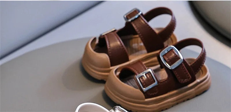 Fashion Solid Korean Kid Sandals Summer New Versatile Anti Slip Soft Bottom Girl Boy Beach Sandal Kindergarten Anti Kick Sandals