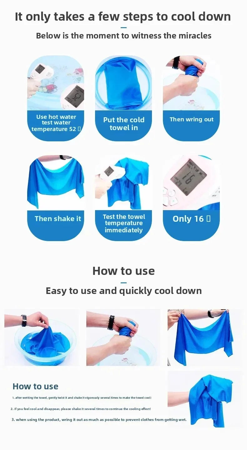 30×80cm Portable Bottle Mounted Quick Dry Towel Gym Sports Sweat Absorbent Cold Sensation Fast Ice Towel Swimming Beach Towels