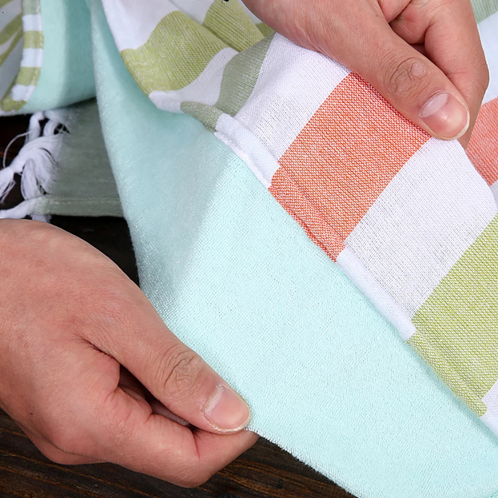 100% Cotton Turkish Tassel Beach Towel Double Layer Thickened, Soft and Sandproof Lightweight, Suitable for Outdoor Traveling