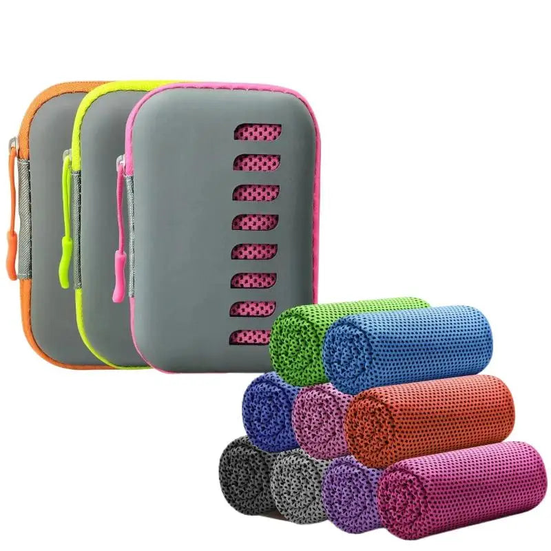 Camping Cooling Towels With EVA Case, Compact & Portable Travel Ice Towel Quick Dry Towels For Sports Gym, Hiking And Yoga