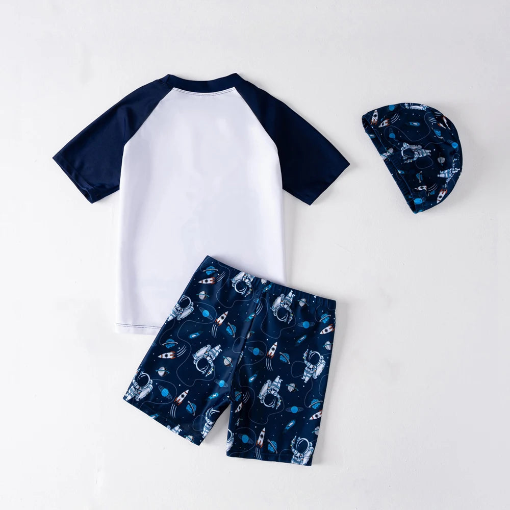 Kids Swimming Suits Children Swimsuit Boys Swimwear Set Cartoon Beachwear Surf Bathing Outfits for 4 5 6 7 8 9 10 11 12 13 Years
