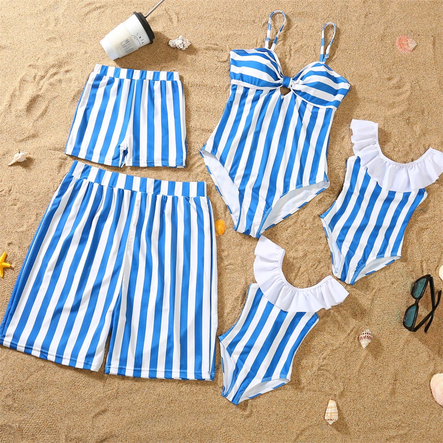 Dinosaurs Swimwear Family Matching Outfits V-Neck Mother Daughter Swimsuits Mommy and Me Dresses Clothes Father Son Swim Shorts