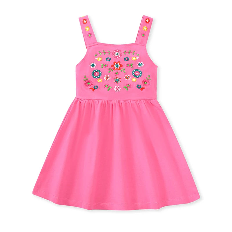 Little maven 2026 New Years Girls Dress Summer Girl Beach Floral Dresses for Girls 7 Years Embroidery Floral Baby Girls Clothes