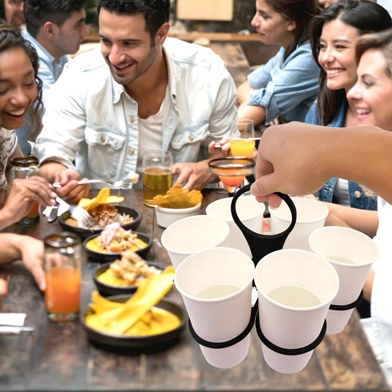 1/2pcs 6-Slot Portable Drink Holder Folding Beverage Tray with Handle Pocket-Sized for Outdoor Picnics Party Reusable Cup Holder