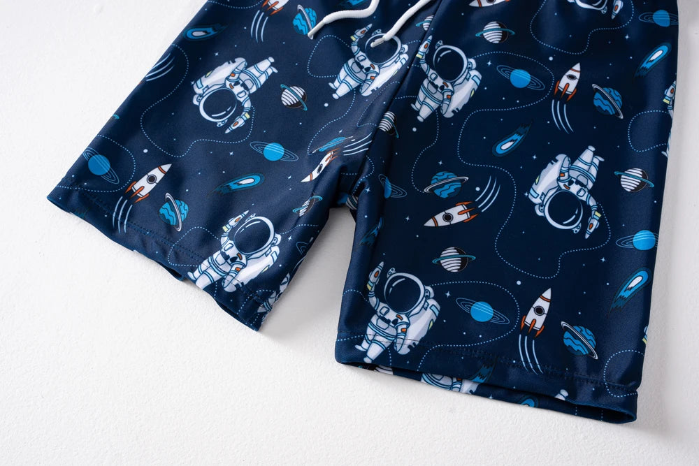 Kids Boy Swimsuit Cool Summer Children Board Shorts 3pieces Boys Swimwear Beach Surfing Girls Swimwear Bathing Suits with Hats