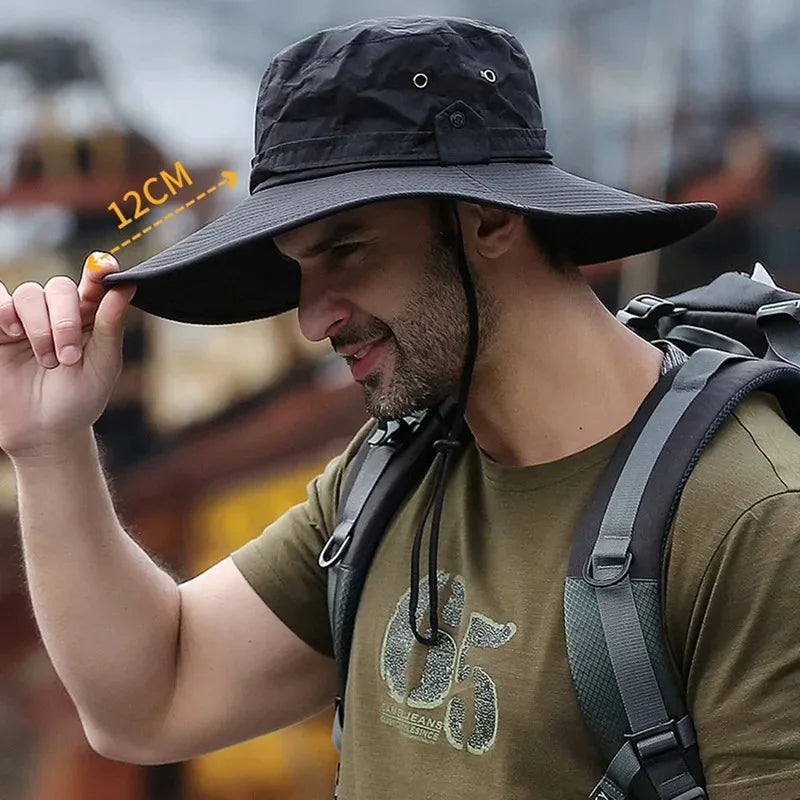 Summer Mountaineering Fishing Hat Men's UV Resistant Fisherman Hat Large Eave Outdoor Work Sun Protection Hat Sun Visor Hat