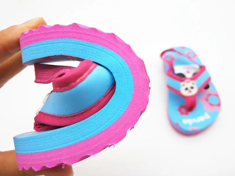 2025 Summer Children Cute Cartoon Animal Slippers Beach Shoes Kids Flip Flops Elastic Band Anti-slip Sandals Boys Girls Slippers