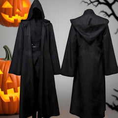 Masquerad Cloak Soft Unisex Hooded Black Robe Witch Long Cape Cosplay Costume Prop Party Performance Supplies Holiday Decoration