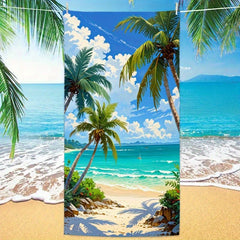 Tropical Palm Tree Beach Print Towel Summer Ocean Quick Dry Towel for Beach Swimming Pool Travel Camping Gym Daily Outdoor Uses
