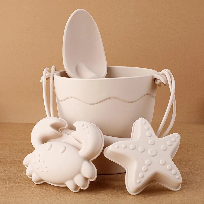 TYRY.HU 8pcs/set Children Toys Silicone Beach Toy Set with Bucket and Six Accessories Fun Outdoor Play Sand for Kids