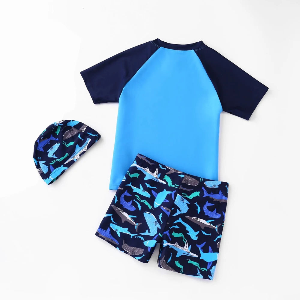 Summer Children's Swimsuit Boy Short Sleeve Beachwear Anstronaut Kids Cartoon Cute Quick Drying Boys Swimsuit Set Boys Swim Suit