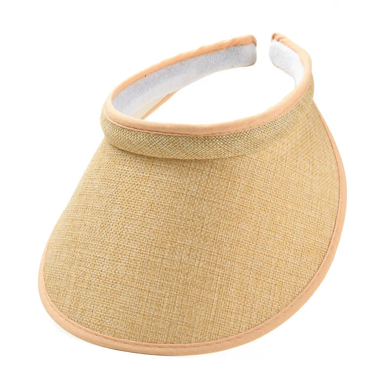 Women's Summer Sun Hat Wide Brim Beach Outdoor Travel Foldable Multi-function Straw Cap Visor Suncap Portable