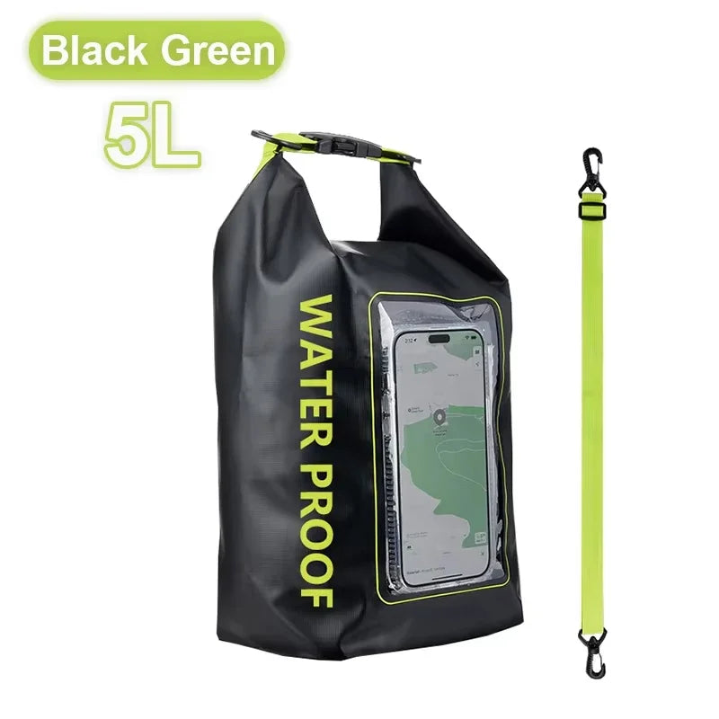 2L/5L Waterproof Dry Bag Touch Screen Swimming Waterproof PVC Bag Rafting Floating Outdoor Sport Bag Surfboard Kayak Storage Bag