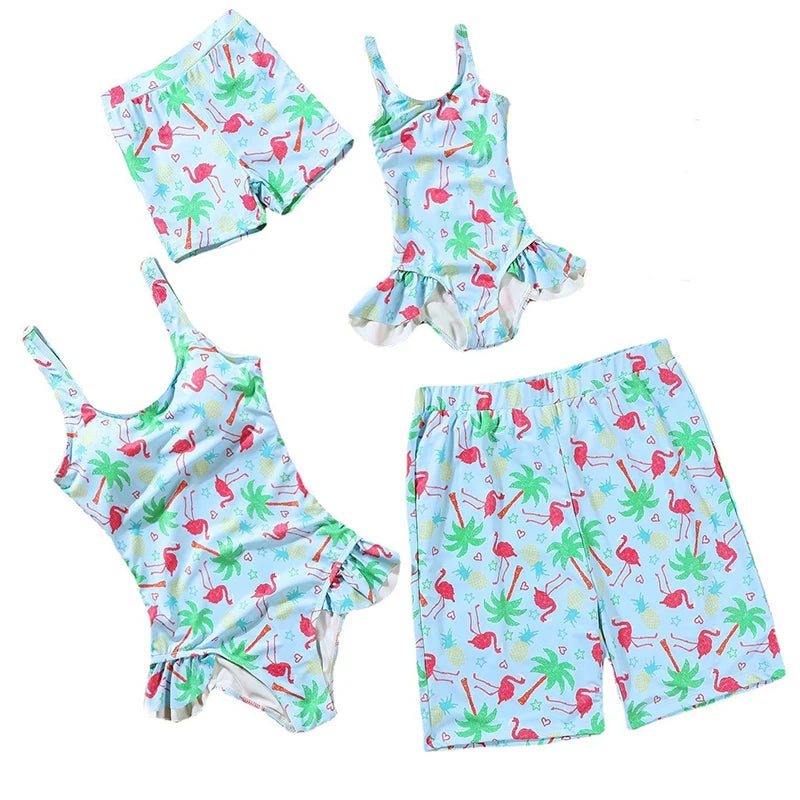 2023 Leaf Swimsuits Family Matching Outfits Look One-Piece Mother Daughter Swimwear Mommy and Me Clothes Father Son Swim Shorts