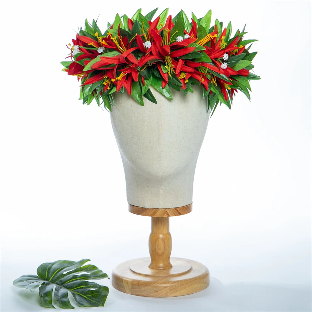 Artificial Maile Leaf Spider Lily Flowers Tropical Haku Head Lei Po'o Hawaii Crown Handcrafted Gifts Hula Dancing Performace