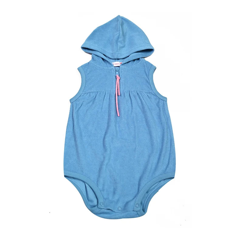 Summer Terry Sibling Clothing Set for Boys And Girls Blue Shirt for Boy Girl Dress Zipper With Colorful Drawstring Teens Outfit