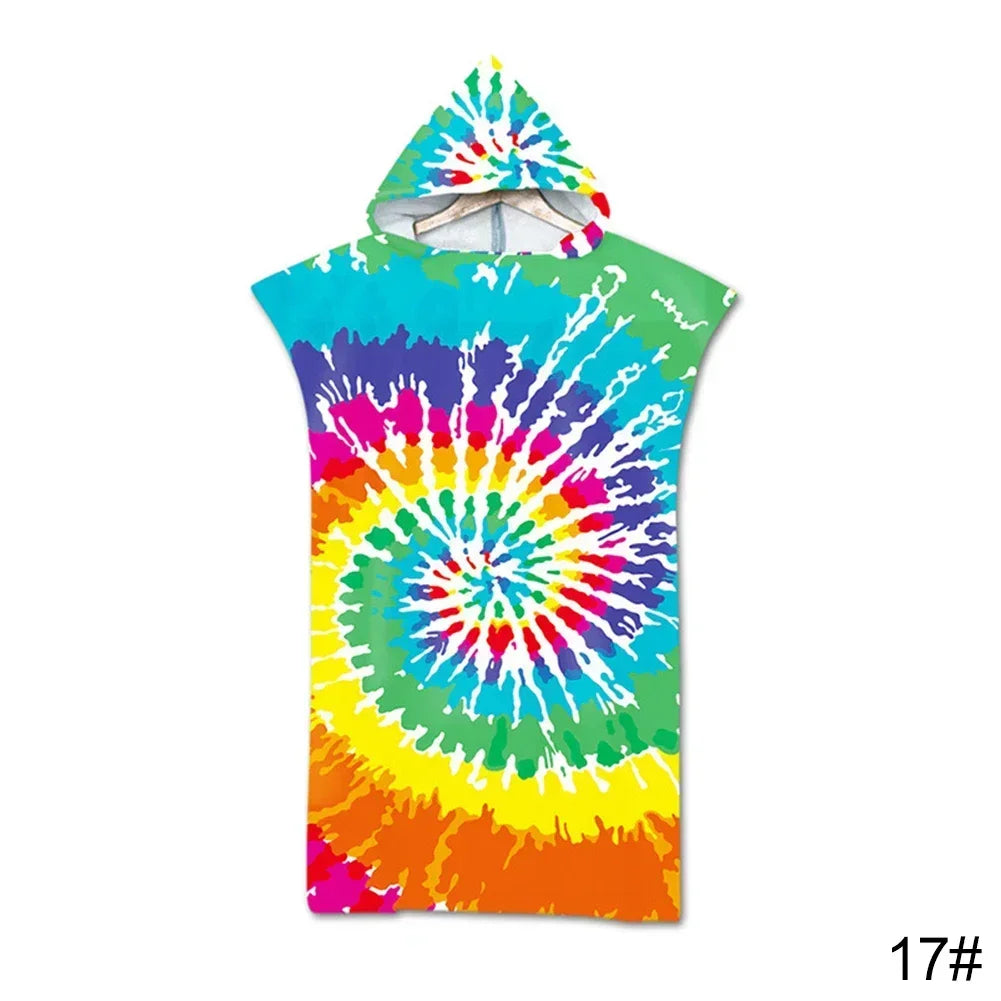 Printed Hooded Beach Towel For Adults Child Quick Dry Swimming Pool Poncho Bath Towel With Cloak Bathrobe Swimming Towels