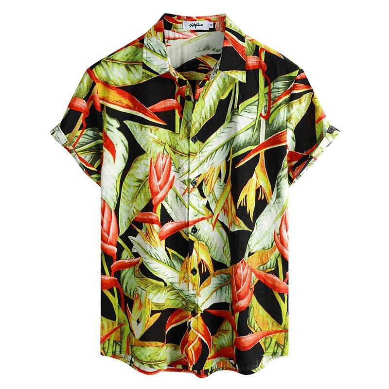 Mens Casual Hawaiian Floral Shirts 3D Full Print Short Sleeve Button Down Tropical Beach Shirts for Men Camisa Manga Masculina