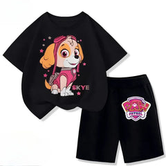 2026 Kids Casual Oufits Beach Clothing PAW Patrol Summer New Girls Clothing Sets Children Short Sleeve Top Shorts Two Piece Suit