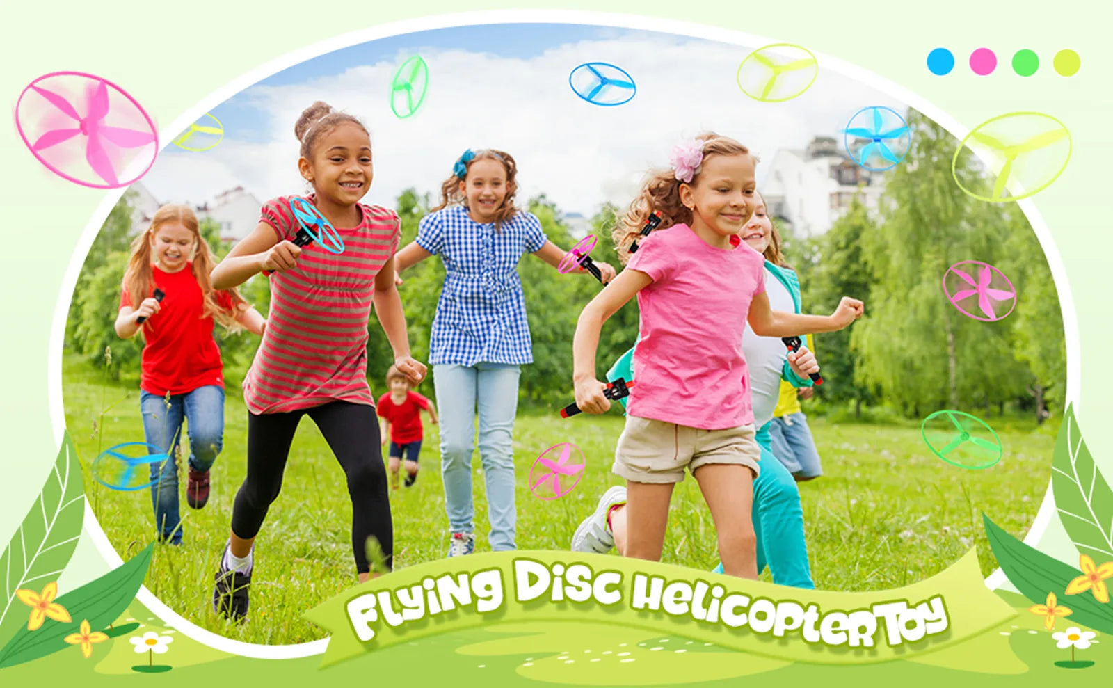 Kid Sports Pull Line Saucer Toys Children Outdoor Fun Rotating Flying Helicopter Gift Processing Toy for Parks Beach