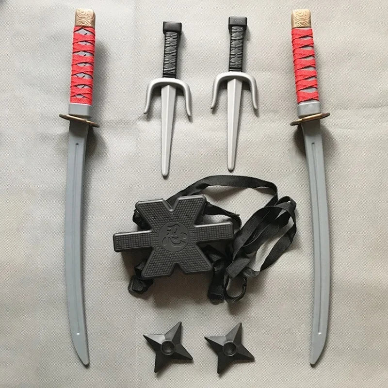 1: 1 Ninja Set Halloween Children's Japanese Samurai Cosplay Toys Knife Set Dart Toy Model Gifts Collection Bizarre Toys