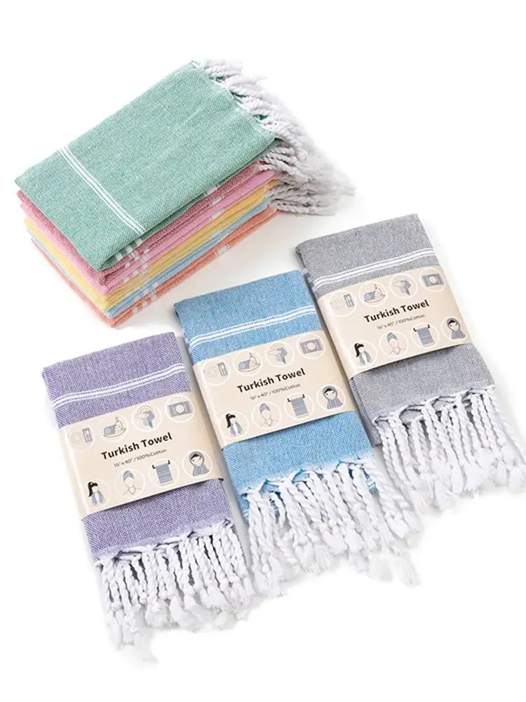 2-Pack 40x100CM Turkish Cotton for home Towel Soft Sauna Spa Bath Towel Hand and Face Towel Set Can used for kitchen sport gym