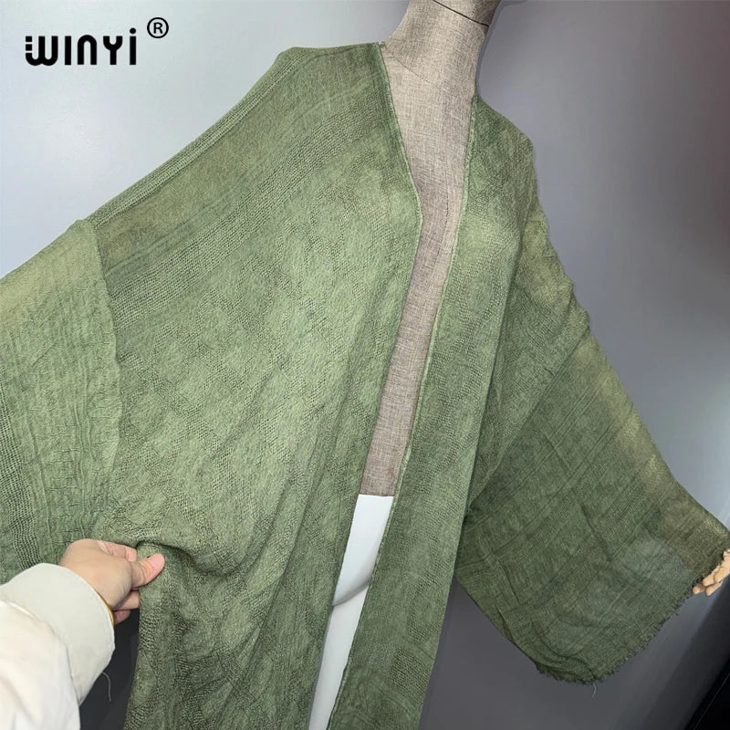 WINYI  high quality comfortable Women Soft Cardigan Loose Dress Party Boho Maxi beach Holiday Swimming Cover ups Africa Kimono
