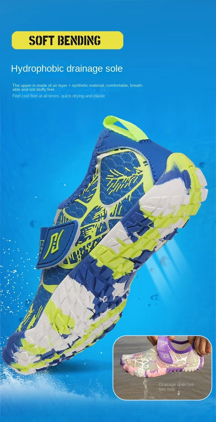 Breathable Boys and Girls Aqua Shoes Anti-Bump Toe Drainage Design Outdoor Hiking and Wading Water Shoes Barefoot Shoes