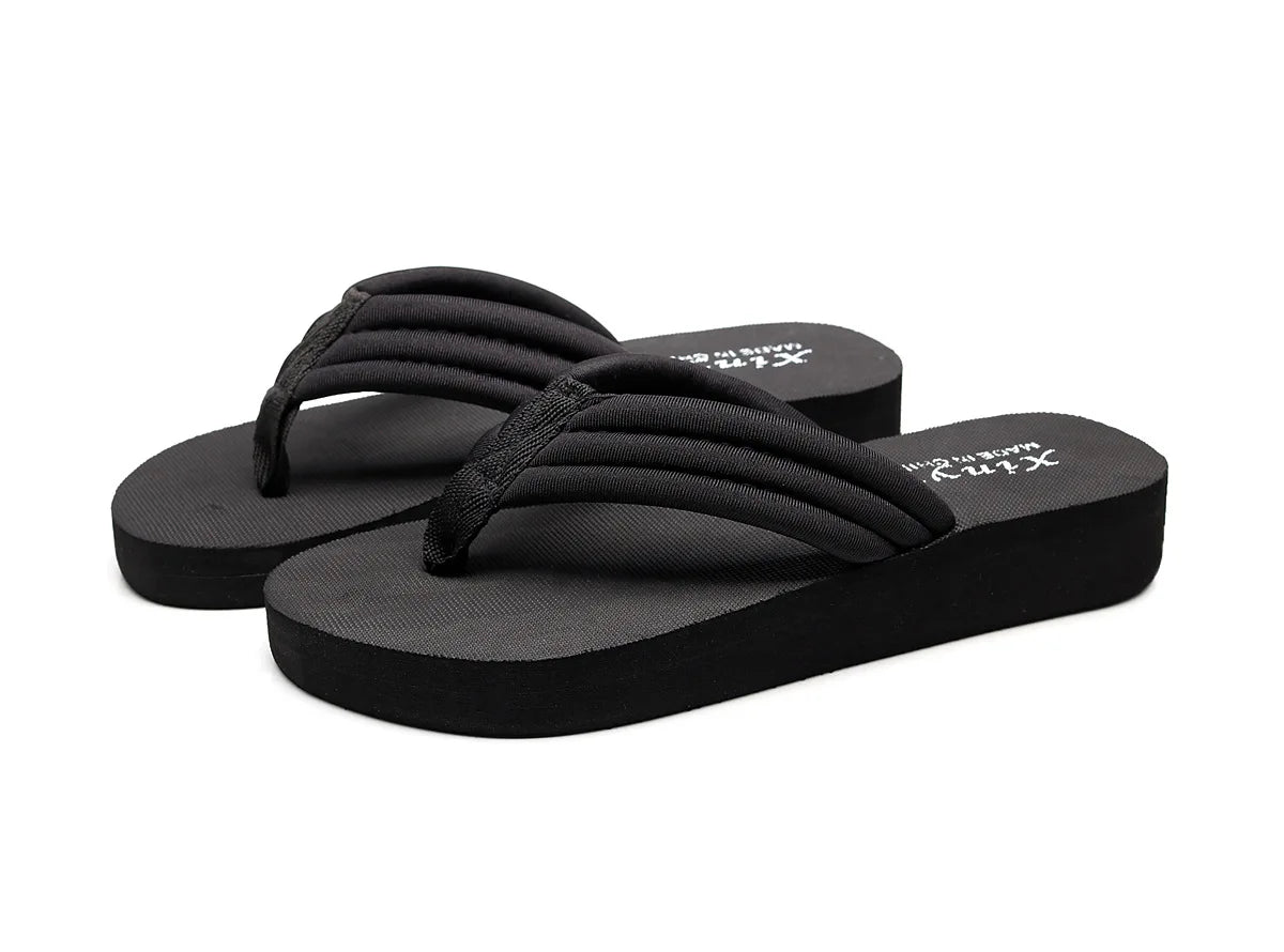 Fashion Women Flip Flop Thick Heel Slippers Flat Sandals Beach Summer Clip Toe Herringbone Slippers Zapatillas De Mujer