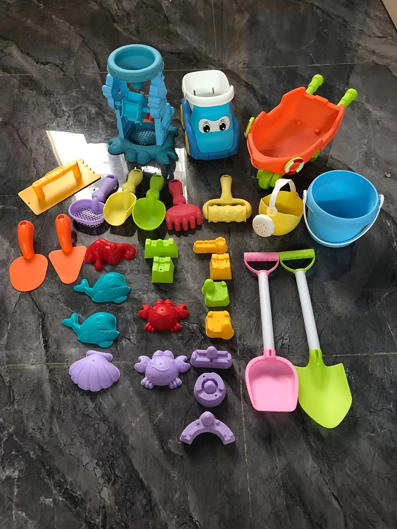 Beach Toys for Kids Sand Toys Set with Sand Bucket Shovel Rake for Beach Sandbox Toys Summer Outdoor Gift Kit for Boys Girls