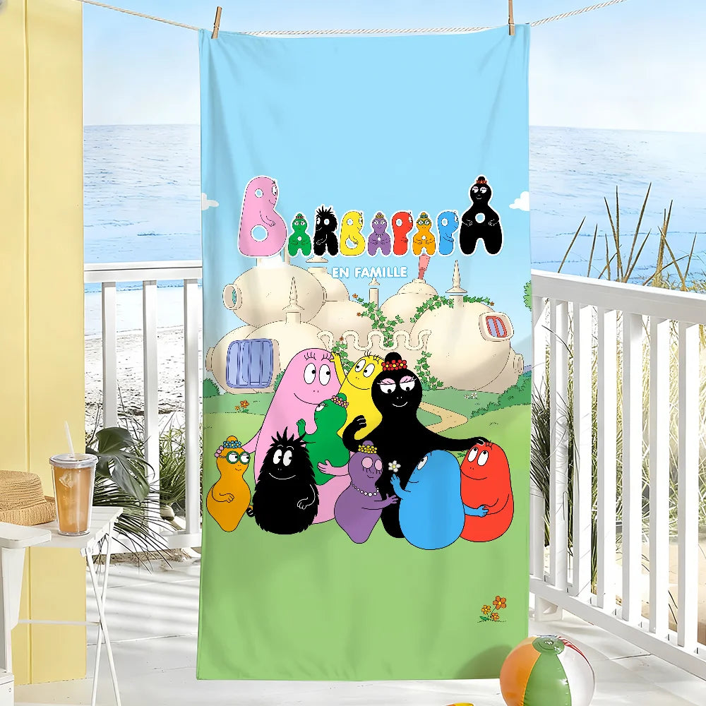 Cute B-Barbapapa Cartoon Towel Soft Pool Gift For Travel Gym Shower Camping Quick Dry Sports Large Beach Towel