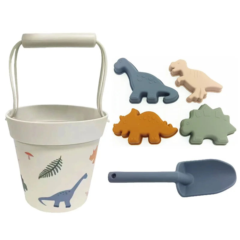 Summer Outdoor Parent Child Interactive Toy Silicone Beach Bucket Set  Baby Sand Digging And Water Play Tools