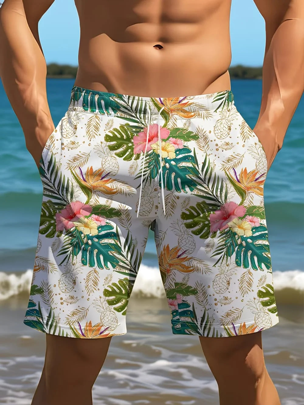 2026 Men's Summer Short Beach Vacation Hawaiian 3D Printed Shorts Men Y2k Graphic Short Pants Male Breathable Swim Loose Shorts