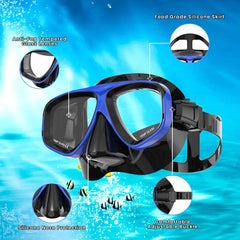Diving Mask Optical Nearsighted Myopia Diving Glass Scuba Swimming Googles Tempered Glasses Short-Sighted Reading -1.0 to -9.0