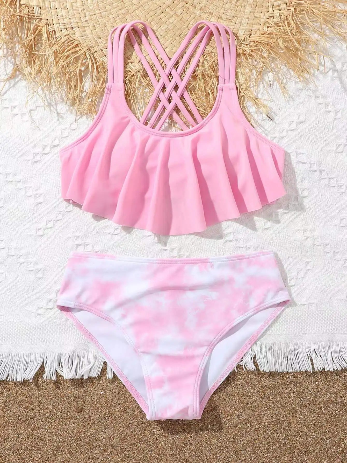 Ruffle Bikini 2026 Girls Swimsuit Kids Swimwear Female Children's Bathers Bathing Swimming Swim Suit Beachwear
