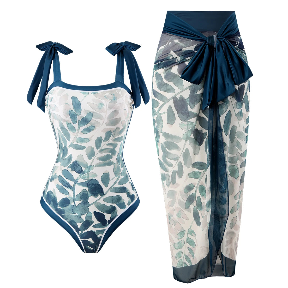 Summer New Custom-Made Digital Printed One-Piece Bikini Swimsuit for Women Conservative Sun Protection One-Piece Gauze Skirt 2-Piece