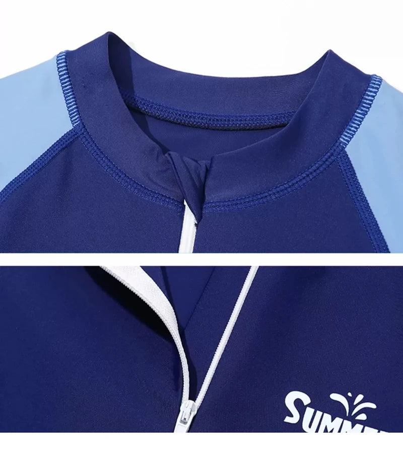 Full Body Boys Swimwear Sun Protection Kids Swimsuit One Piece Children Long Sleeve Bathing Suit Summer Swimming Pool Clothes