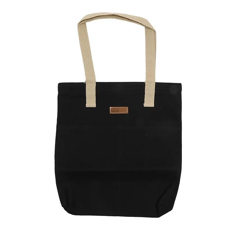 Women Canvas Tote Bag Solid Color Designer Ladies Casual Handbag Shoulder Bag Large Capacity Cotton Reusable Shopping Beach Bag