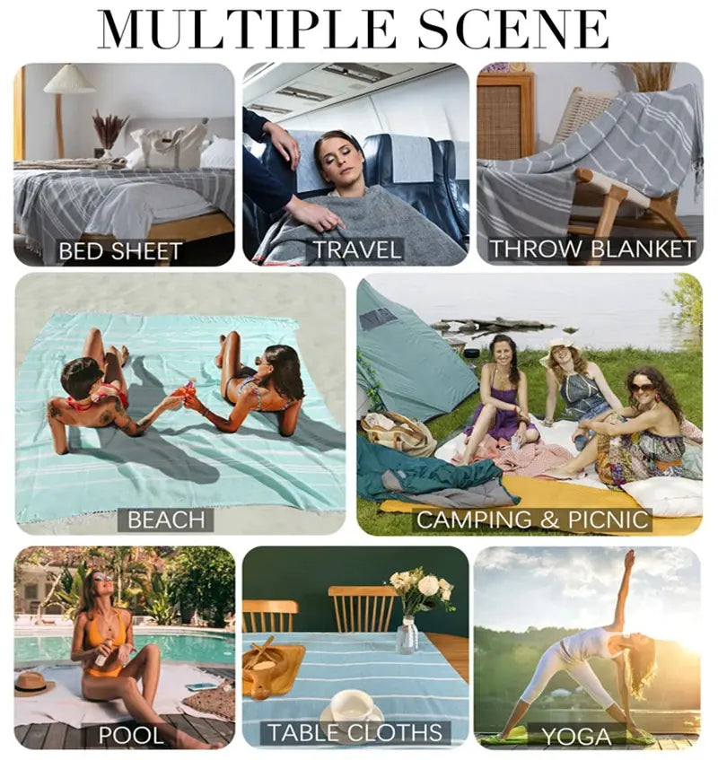 Cotton Turkish Beach Towels Extra Large Sand Free Quick Dry Clearance Swim Bath Camping  Towel Travel Blanket Adult Essentials