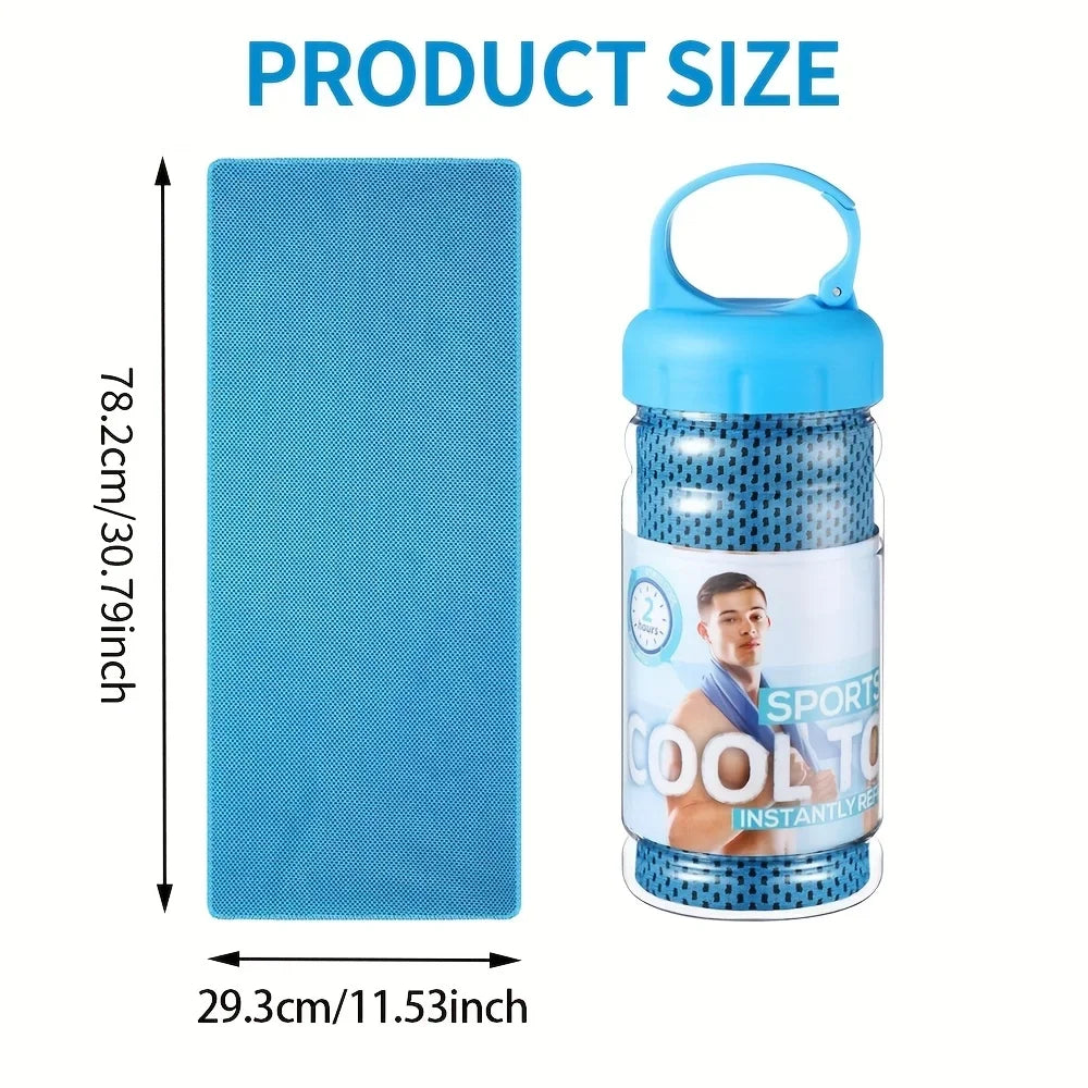 30×80cm Portable Bottle Mounted Quick Dry Towel Gym Sports Sweat Absorbent Cold Sensation Fast Ice Towel Swimming Beach Towels