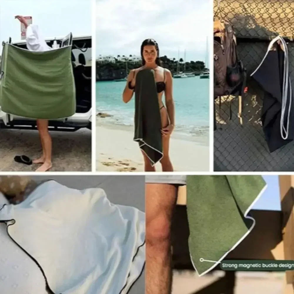 Outdoor Bath Towel Magnetic Bath Towel Outdoor Bath Beach Magnet Towel Quick-drying Microfiber Beach Towels Changing Clothes