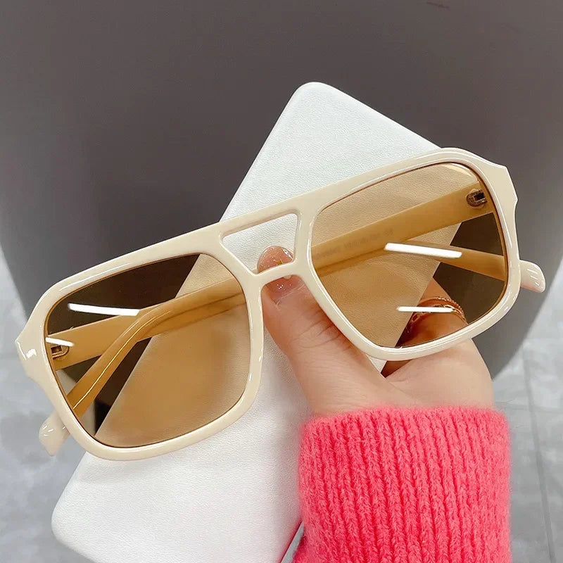 Square Big Frame Sunglasses for Men and Women Lightweight Frame Black Yellow Sun Glasses with UV Protection