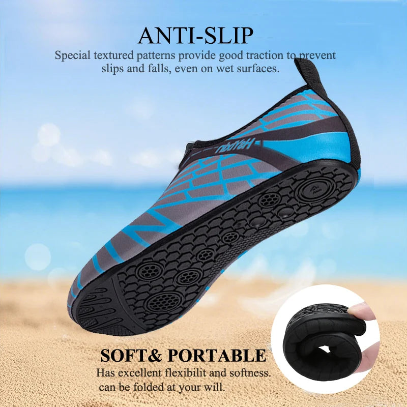 Lightweight, foldable portable travel Aqua shoes water shoes barefoot sand inspired shoes beach snorkeling swimming water shoes