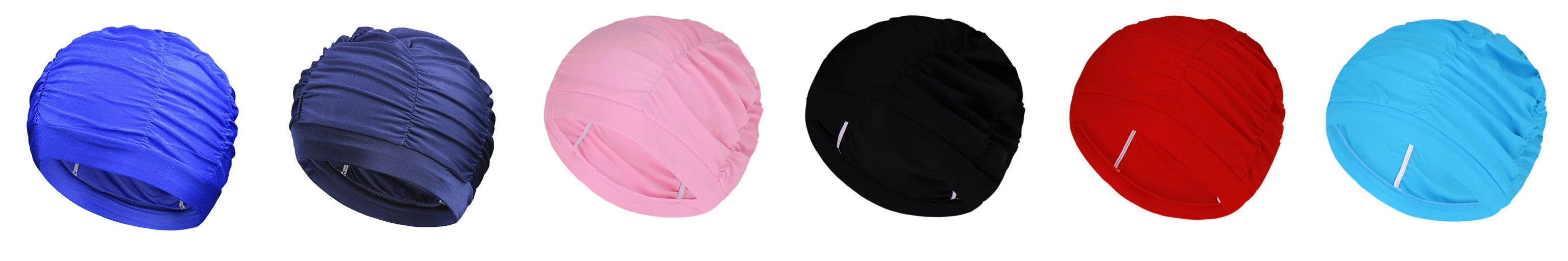 New Solid Color Long Hair Women Men Swim Pool Seaside Water Sports Elastic Pleated Nylon Fabric Bathing Swimming Caps Hat Turban
