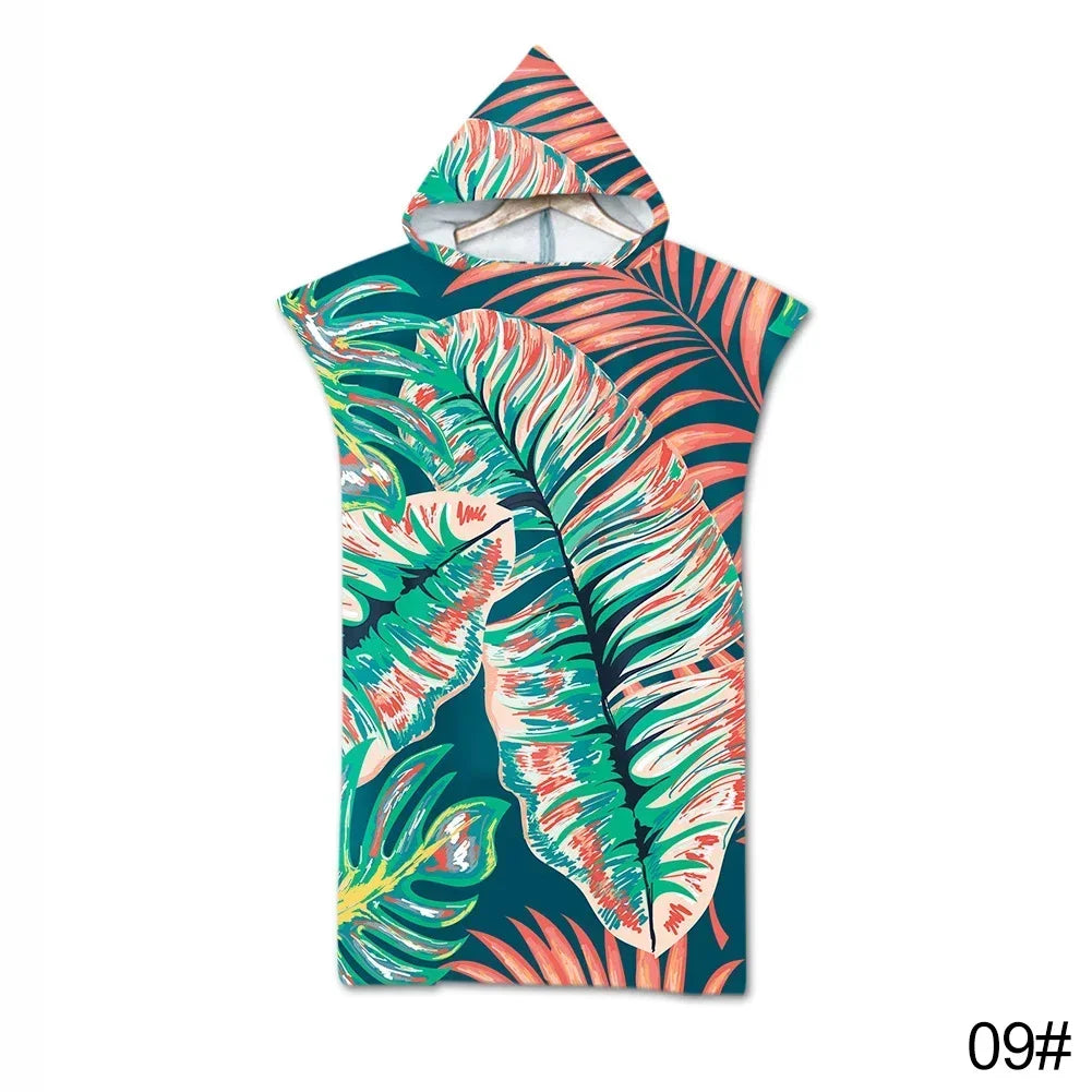 Printed Hooded Beach Towel For Adults Child Quick Dry Swimming Pool Poncho Bath Towel With Cloak Bathrobe Swimming Towels