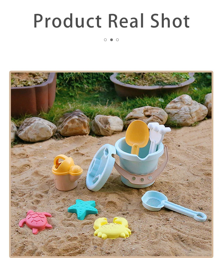 9 Piece Beach Sand Toys, Durable Sand Bucket with Shovel Tool, Thickened Material, Sand Castle Outdoor Play Set Birthday Present